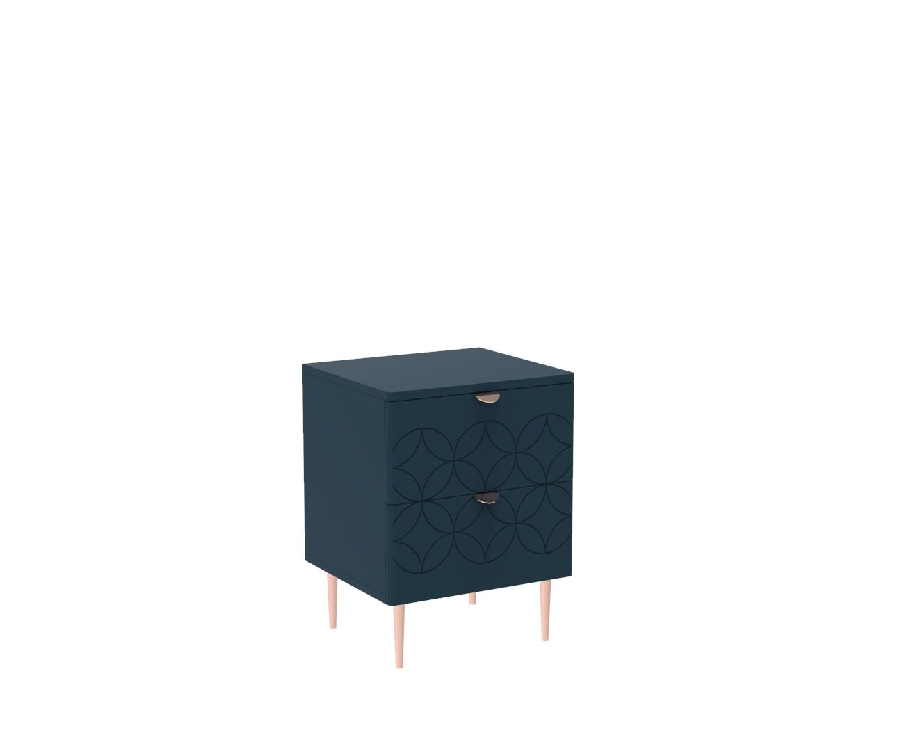 Mid Century Modern Ami Side Table in Regal Blue and Copper