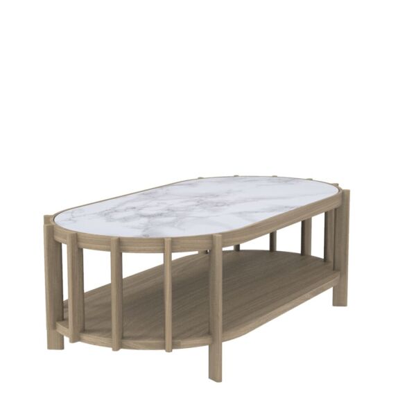 Eiko_Pale Oak_White Marble_Coffee Table Pill