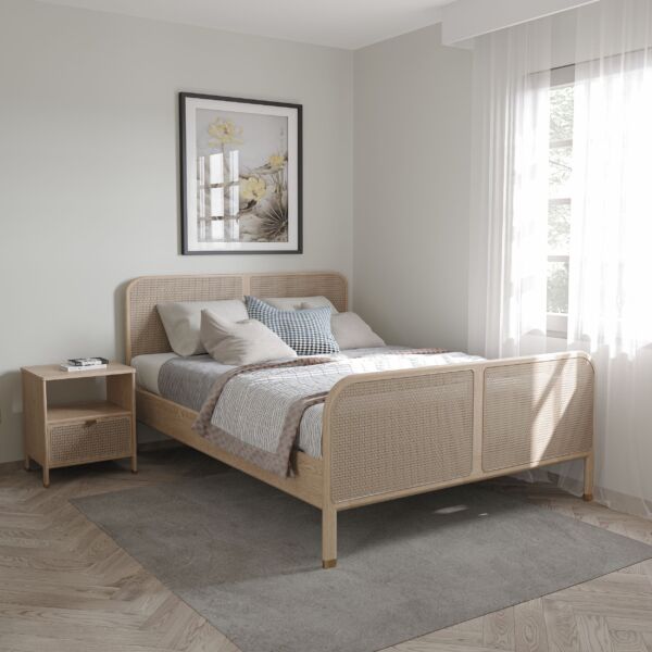 bed and bedside table